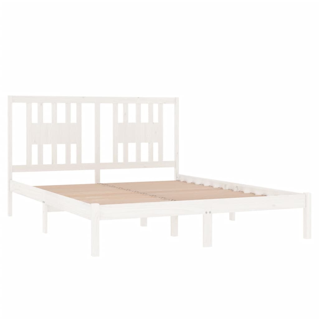 Cadre de lit sans matelas blanc bois massif 160x200 cm