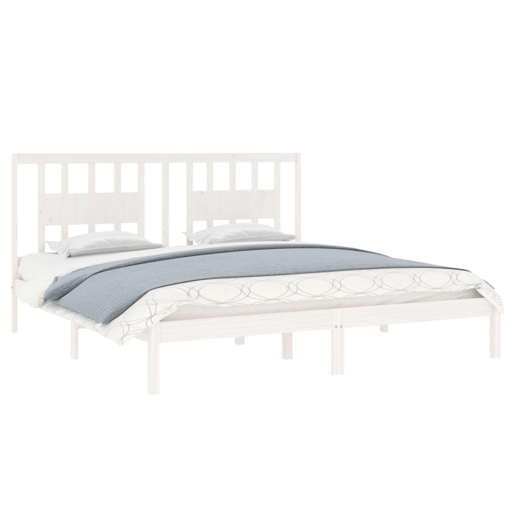 Cadre de lit sans matelas blanc bois massif