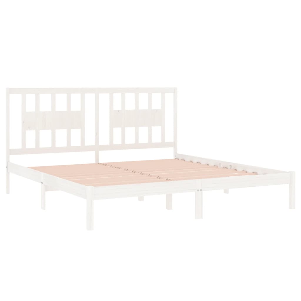 Cadre de lit sans matelas blanc bois massif