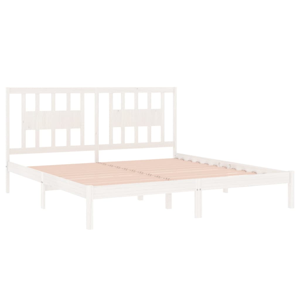 Cadre de lit sans matelas blanc bois massif 200x200 cm