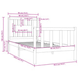 Cadre de lit sans matelas bois massif 90x190 cm