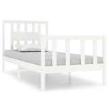 Cadre de lit sans matelas blanc bois massif 90x190 cm