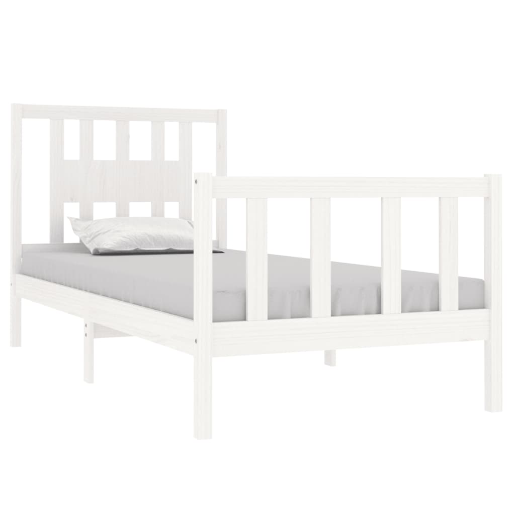 Cadre de lit sans matelas blanc bois massif 90x190 cm