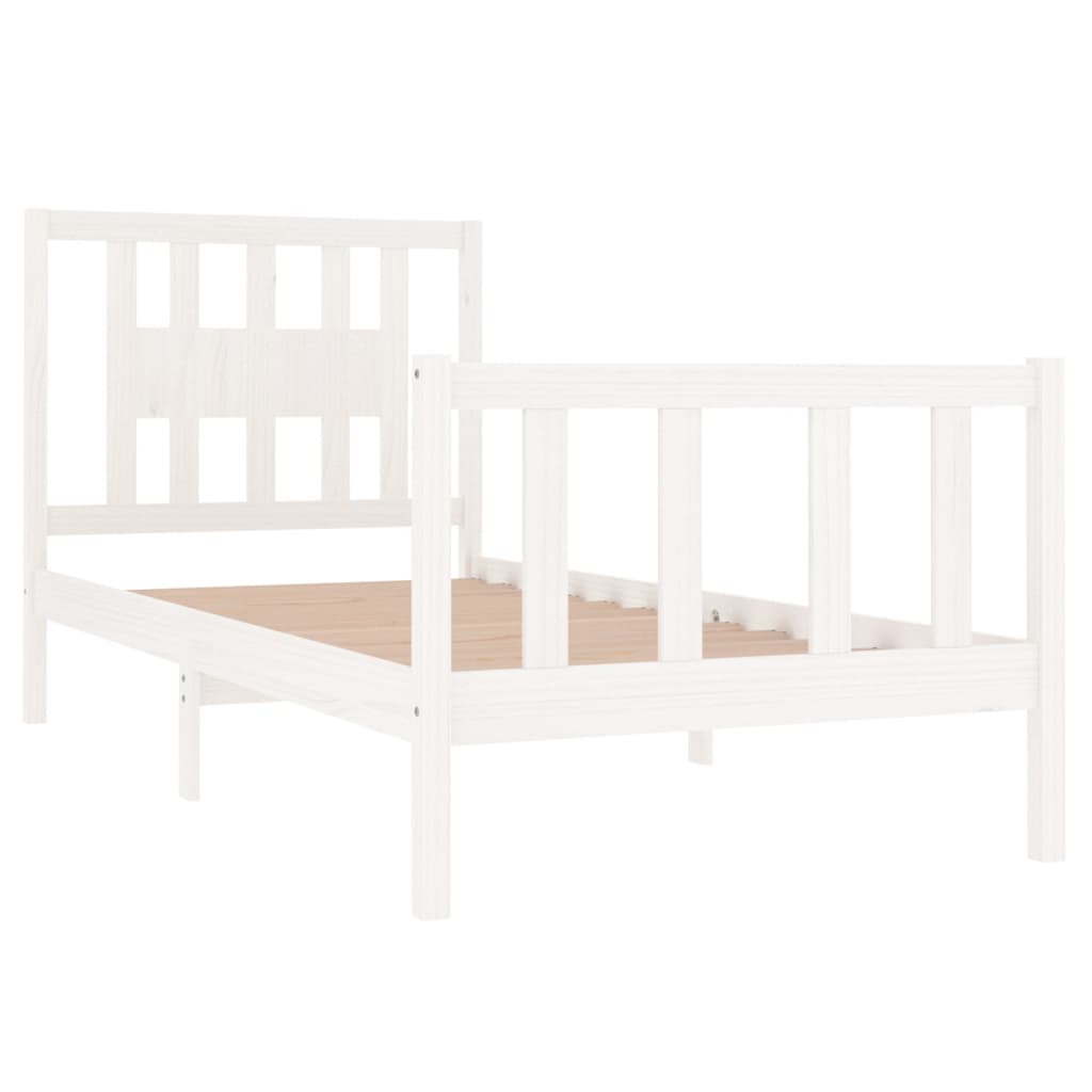 Cadre de lit sans matelas blanc bois massif 90x190 cm