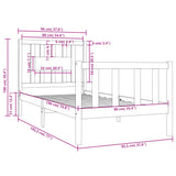 Cadre de lit sans matelas blanc bois massif 90x190 cm