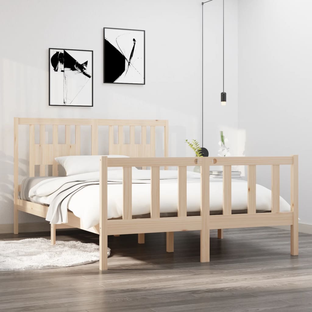 Cadre de lit sans matelas 135x190 cm bois massif