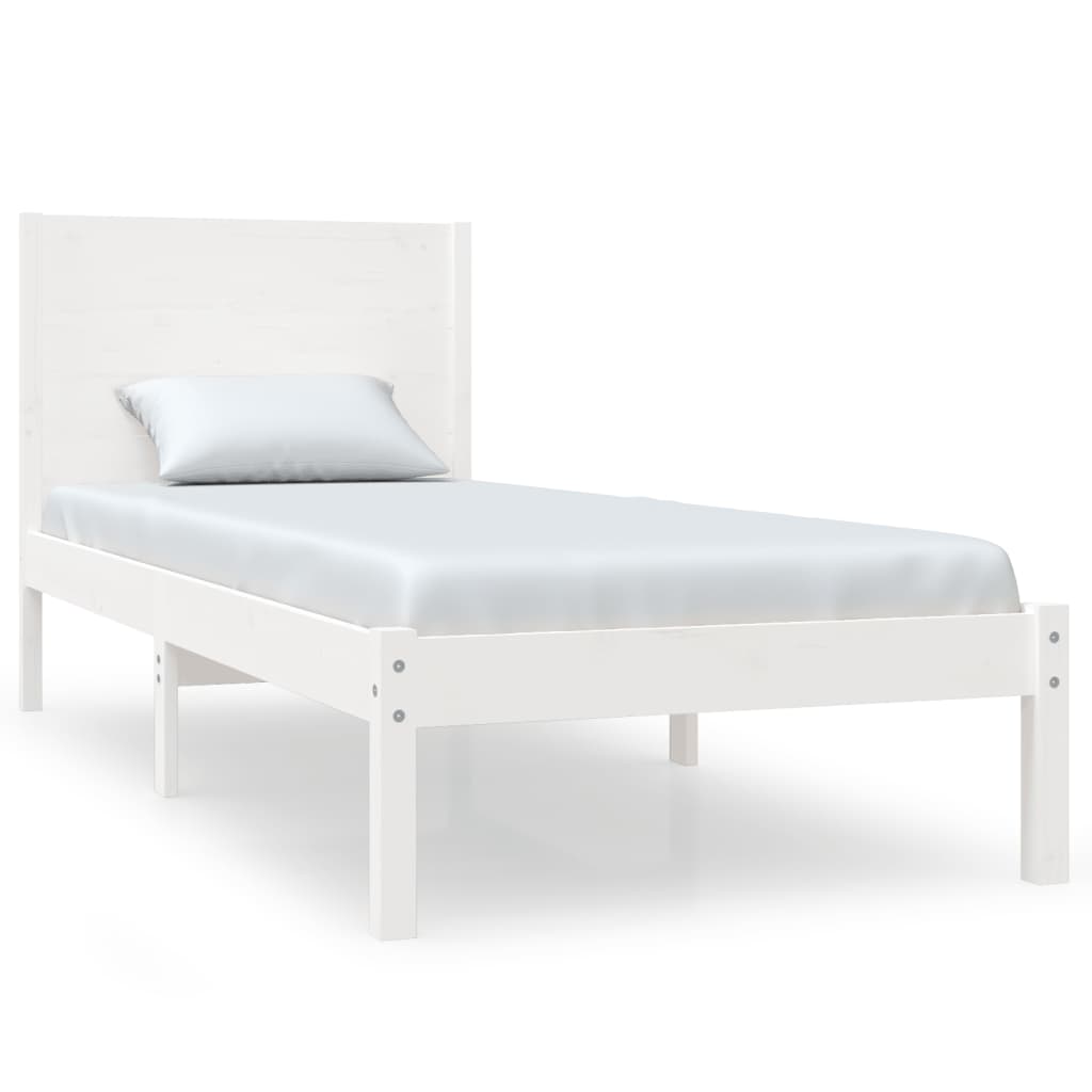 Cadre de lit sans matelas blanc 75x190 cm bois massif