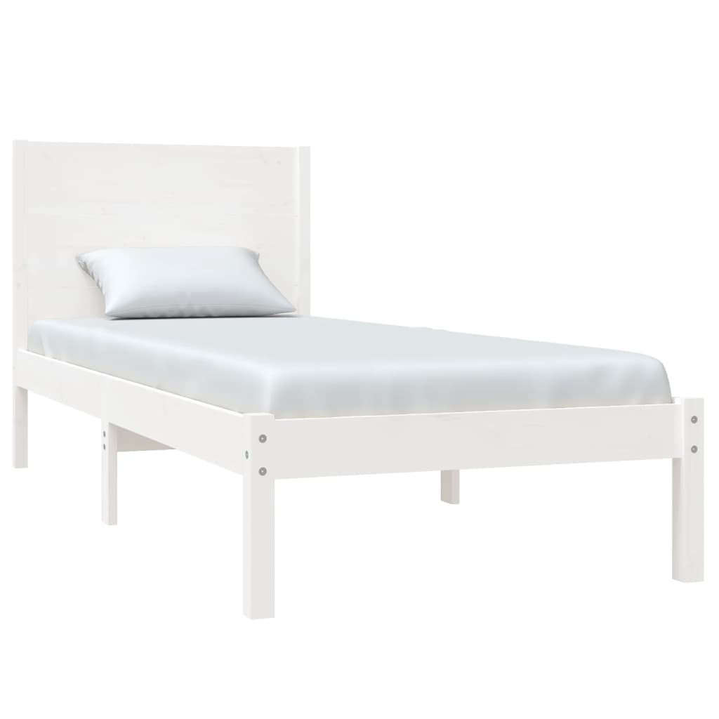 Cadre de lit sans matelas blanc 75x190 cm bois massif