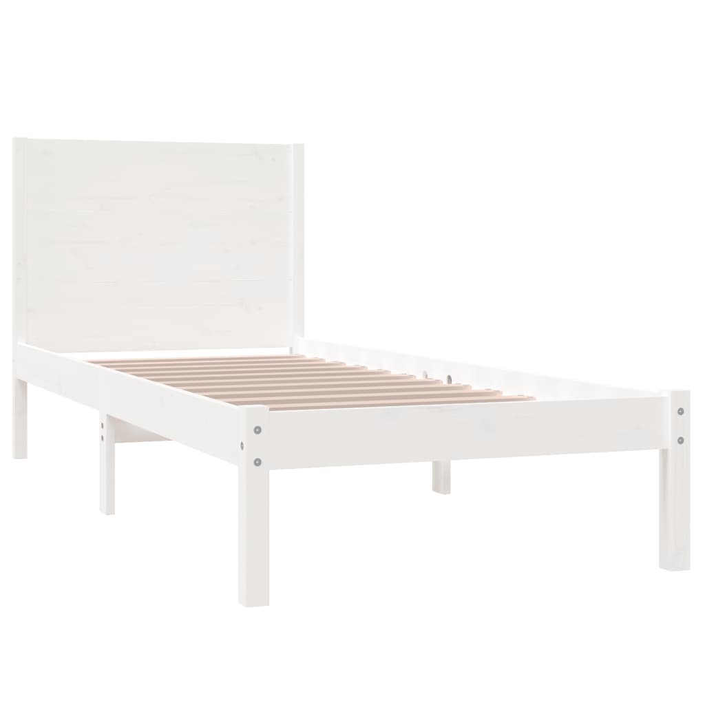 Cadre de lit sans matelas blanc 75x190 cm bois massif