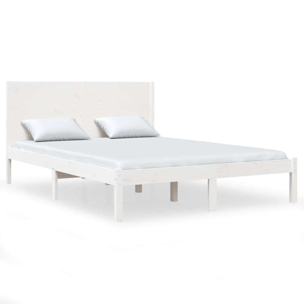 Cadre de lit sans matelas blanc 135x190 cm bois massif