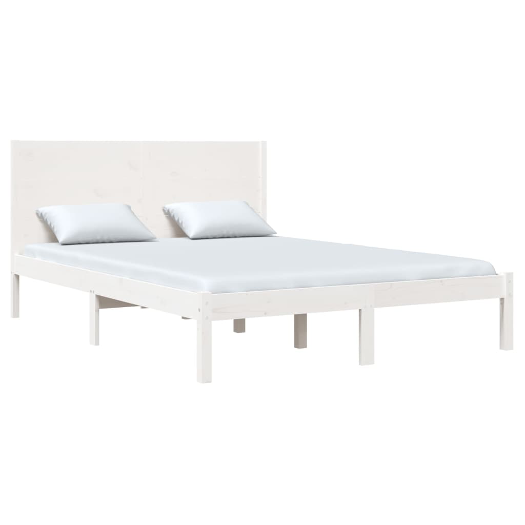 Cadre de lit sans matelas blanc 135x190 cm bois massif