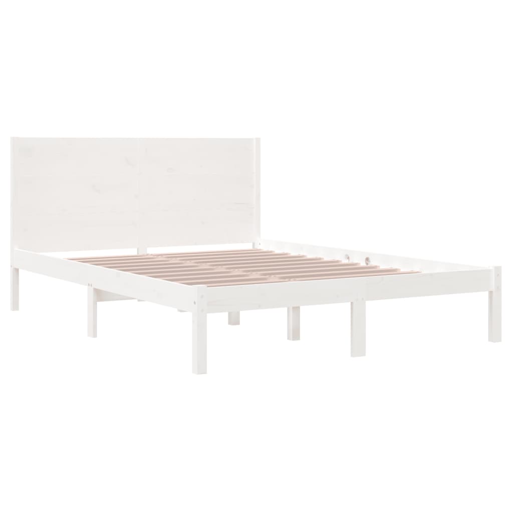 Cadre de lit sans matelas blanc 135x190 cm bois massif