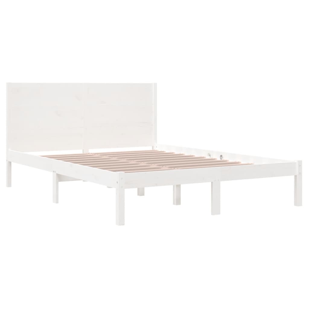 Cadre de lit sans matelas blanc 140x200 cm bois de pin massif