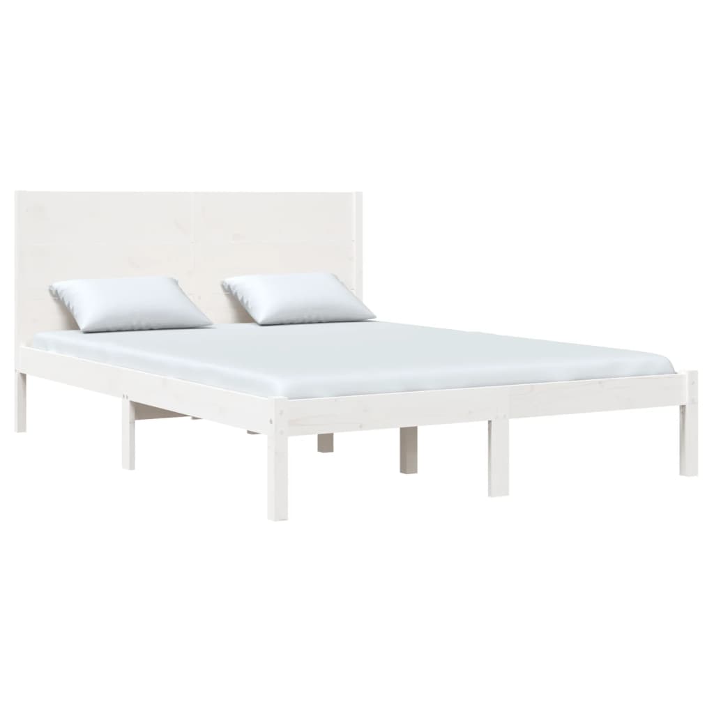 Cadre de lit sans matelas blanc 160x200 cm bois de pin massif