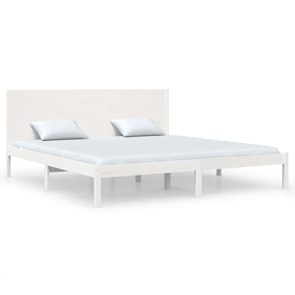 Cadre de lit sans matelas blanc 180x200 cm bois massif