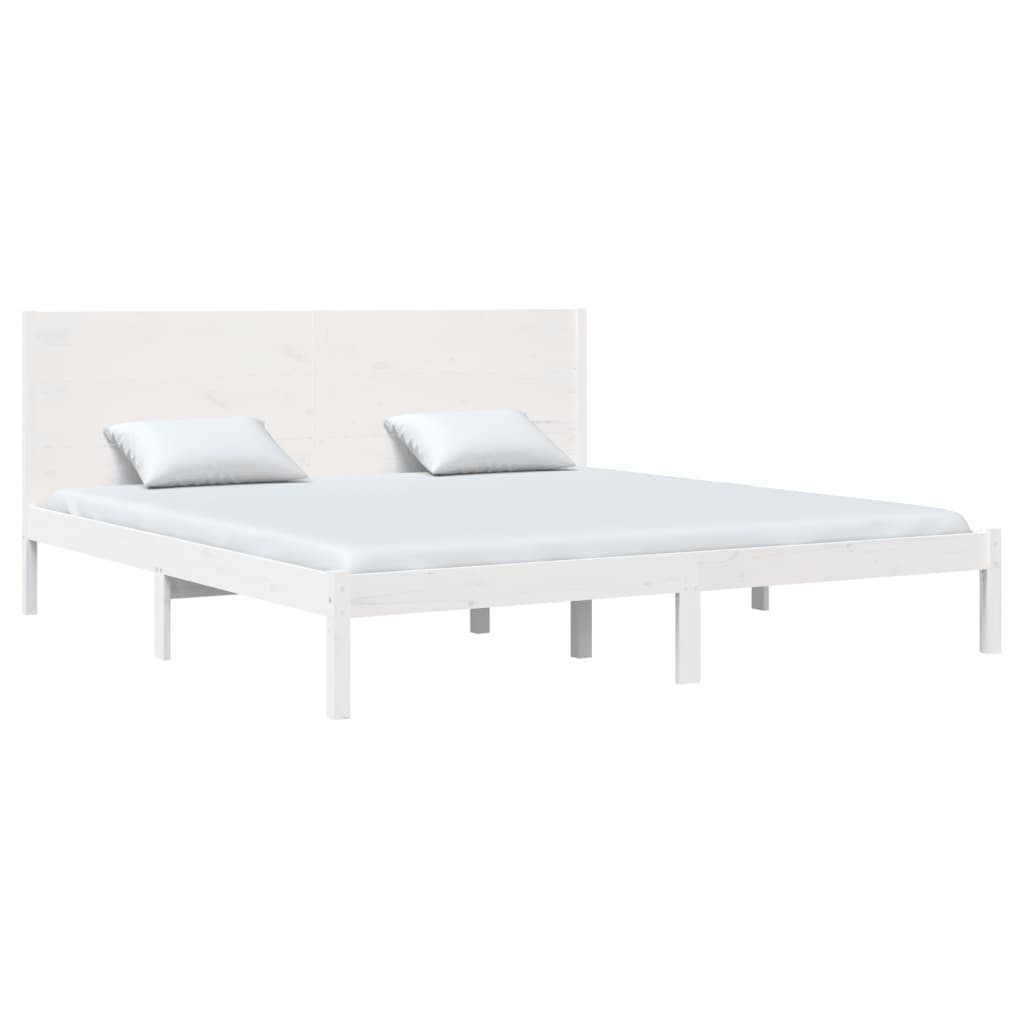 Cadre de lit sans matelas blanc 180x200 cm bois massif