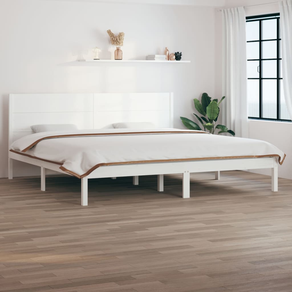 Cadre de lit sans matelas blanc 200x200 cm bois massif de pin