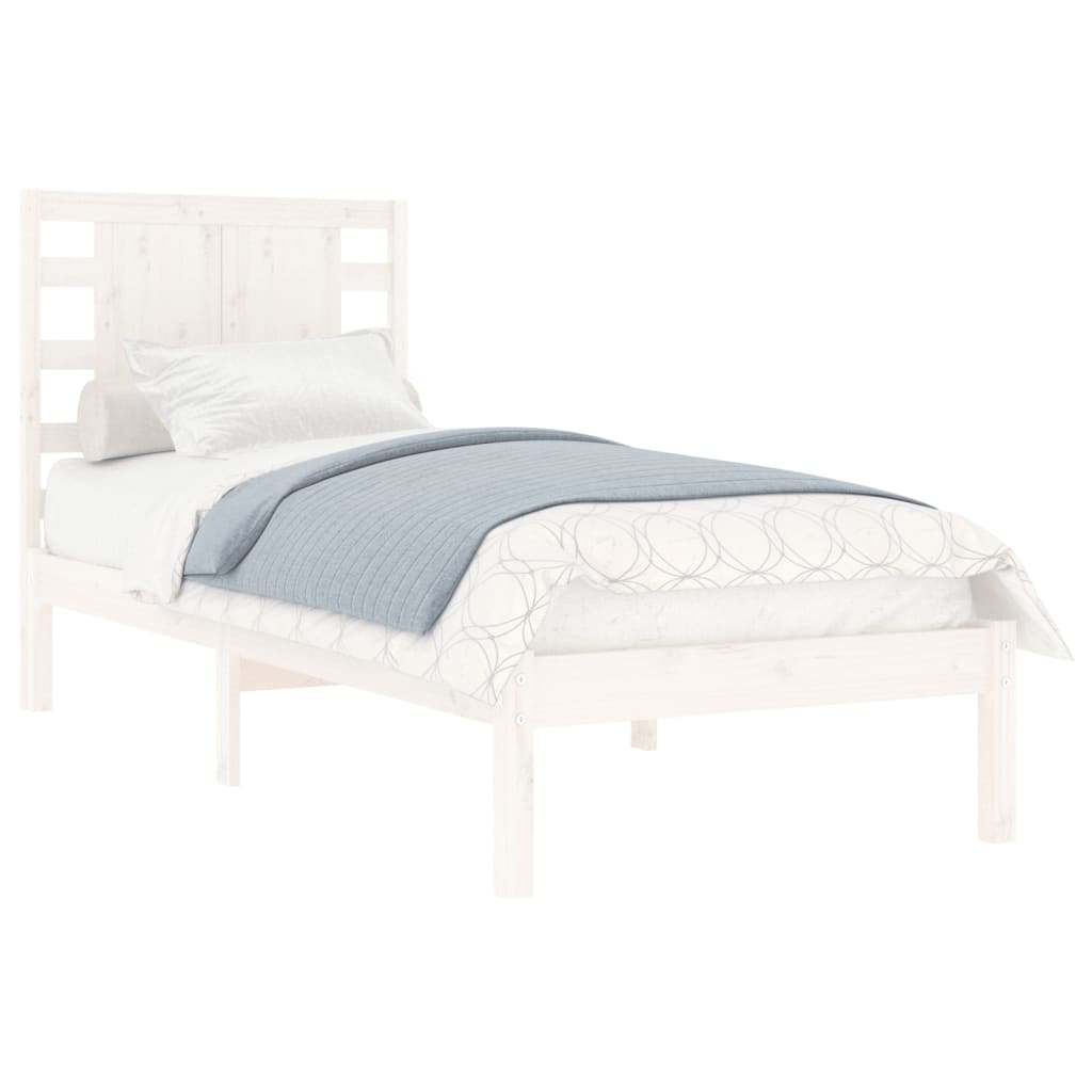 Cadre de lit sans matelas blanc 75x190 cm bois massif