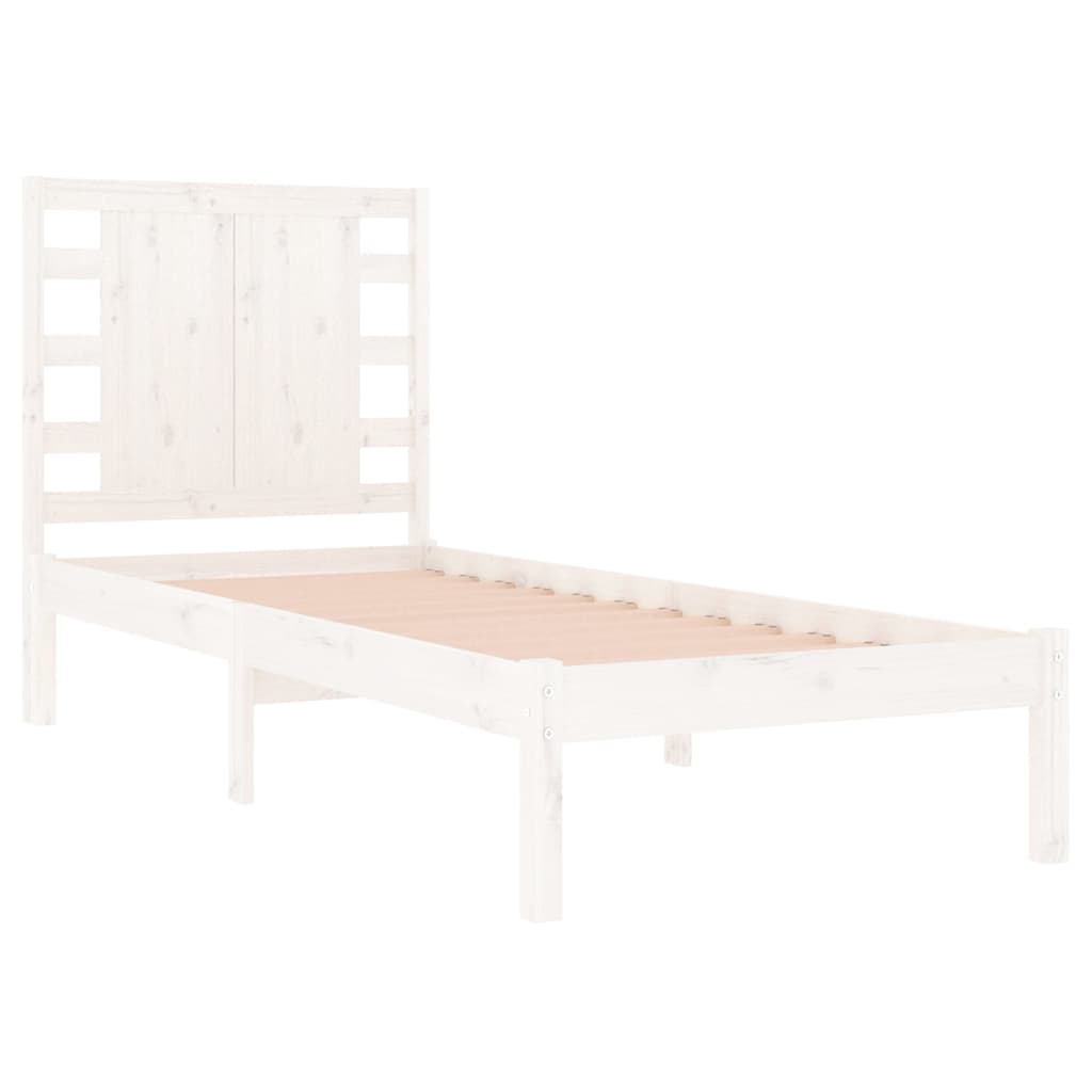 Cadre de lit sans matelas blanc 75x190 cm bois massif