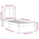 Cadre de lit sans matelas blanc 75x190 cm bois massif