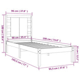 Cadre de lit sans matelas blanc 90x190 cm bois massif