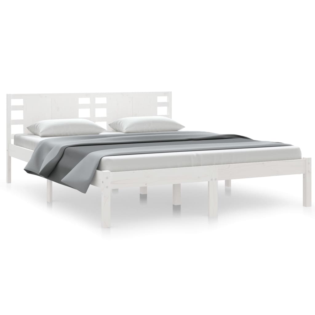 Cadre de lit sans matelas blanc 150x200 cm bois massif