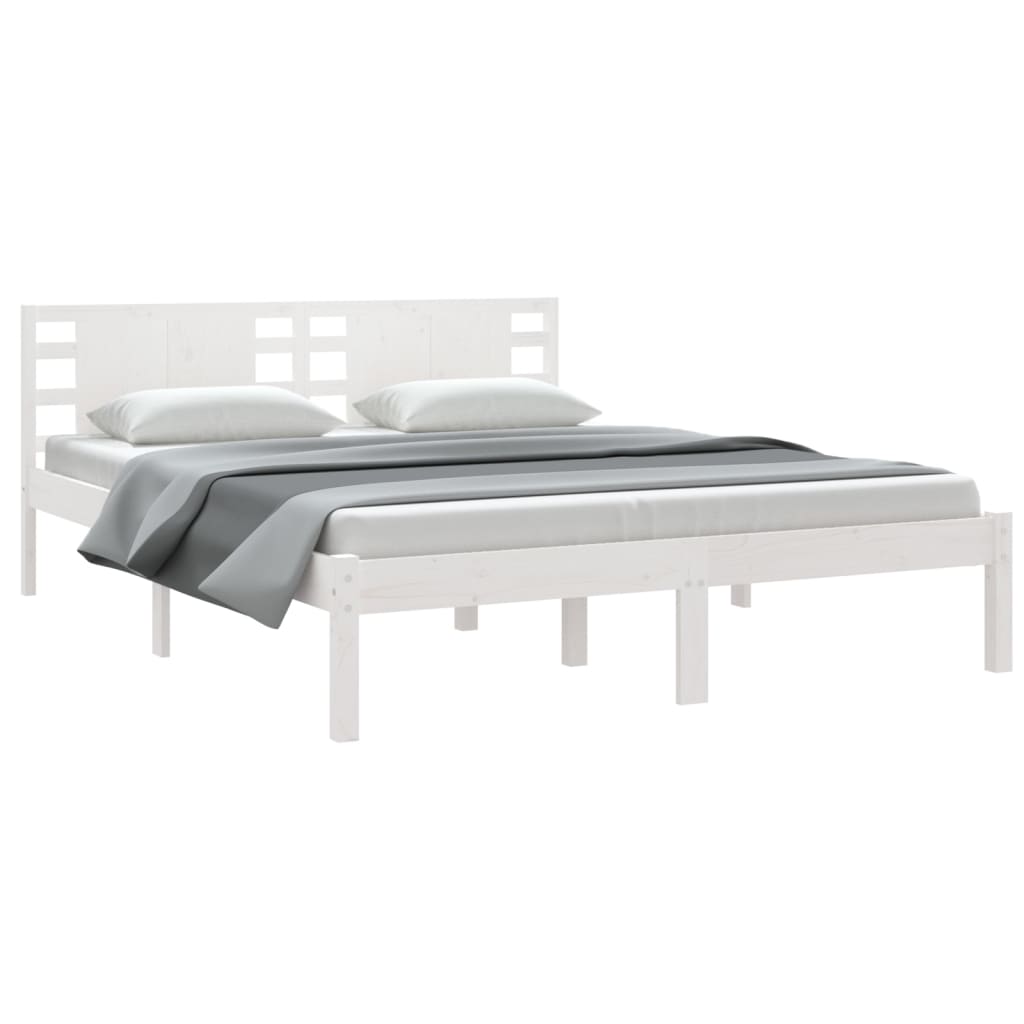 Cadre de lit sans matelas blanc 150x200 cm bois massif