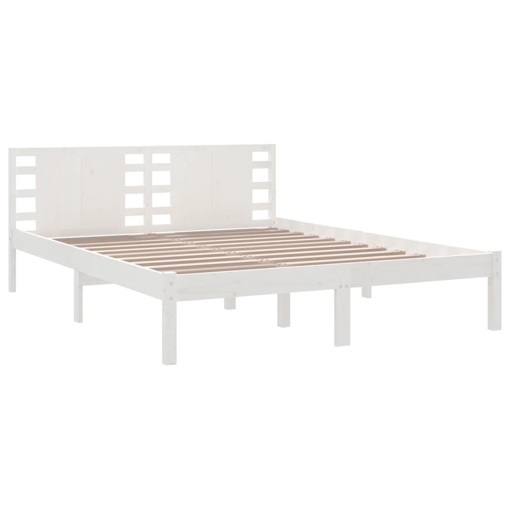 Cadre de lit sans matelas blanc 150x200 cm bois massif