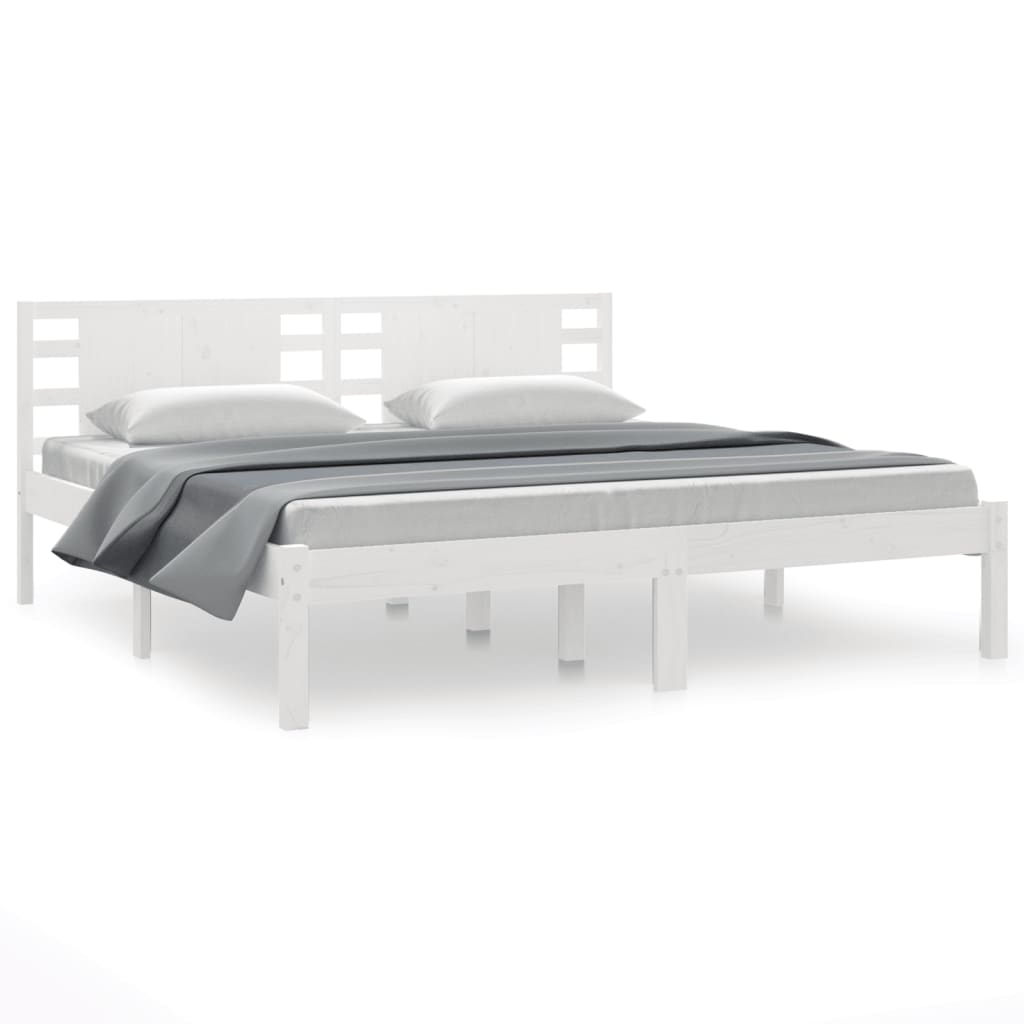 Cadre de lit sans matelas blanc 200x200 cm bois massif de pin