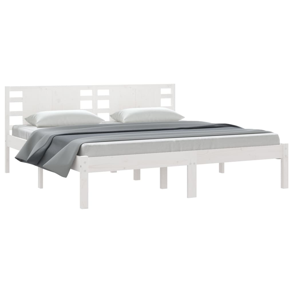 Cadre de lit sans matelas blanc 200x200 cm bois massif de pin