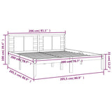 Cadre de lit sans matelas blanc 200x200 cm bois massif de pin