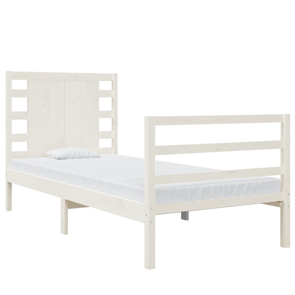 Cadre de lit sans matelas blanc 75x190 cm bois de pin massif