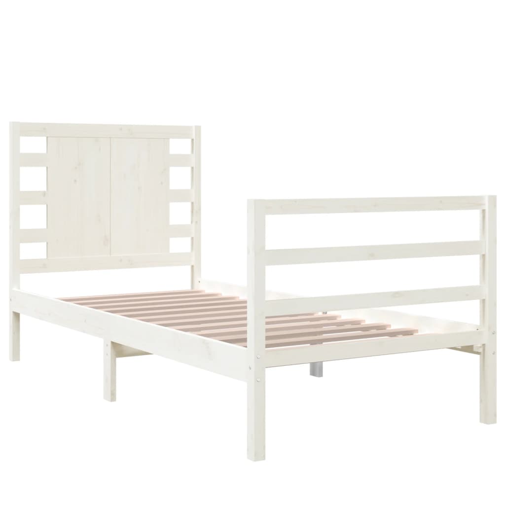 Cadre de lit sans matelas blanc 75x190 cm bois de pin massif