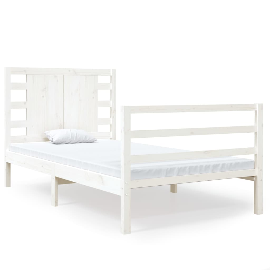 Cadre de lit sans matelas blanc 90x190 cm bois de pin massif