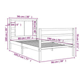 Cadre de lit sans matelas blanc 90x190 cm bois de pin massif