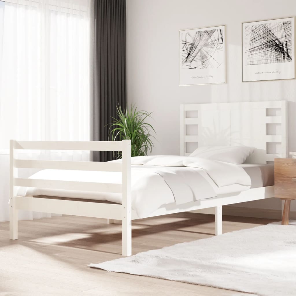 Cadre de lit sans matelas blanc 90x200 cm bois de pin massif