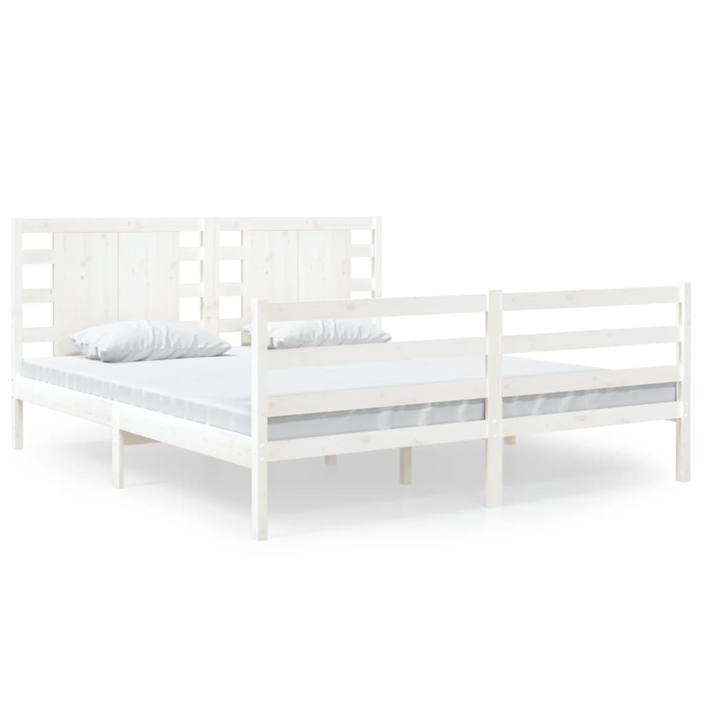 Cadre de lit sans matelas blanc 150x200 cm bois de pin massif