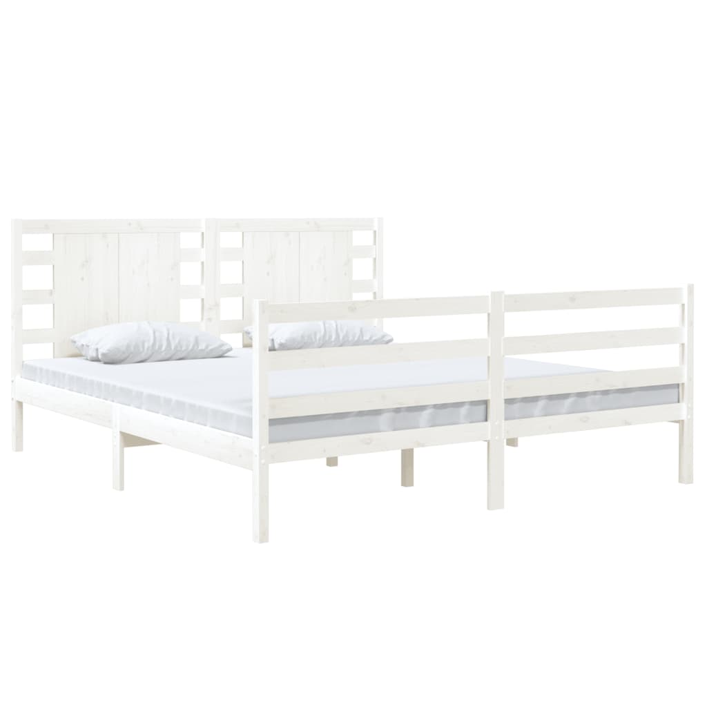 Cadre de lit sans matelas blanc 150x200 cm bois de pin massif