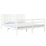 Cadre de lit sans matelas blanc 150x200 cm bois de pin massif