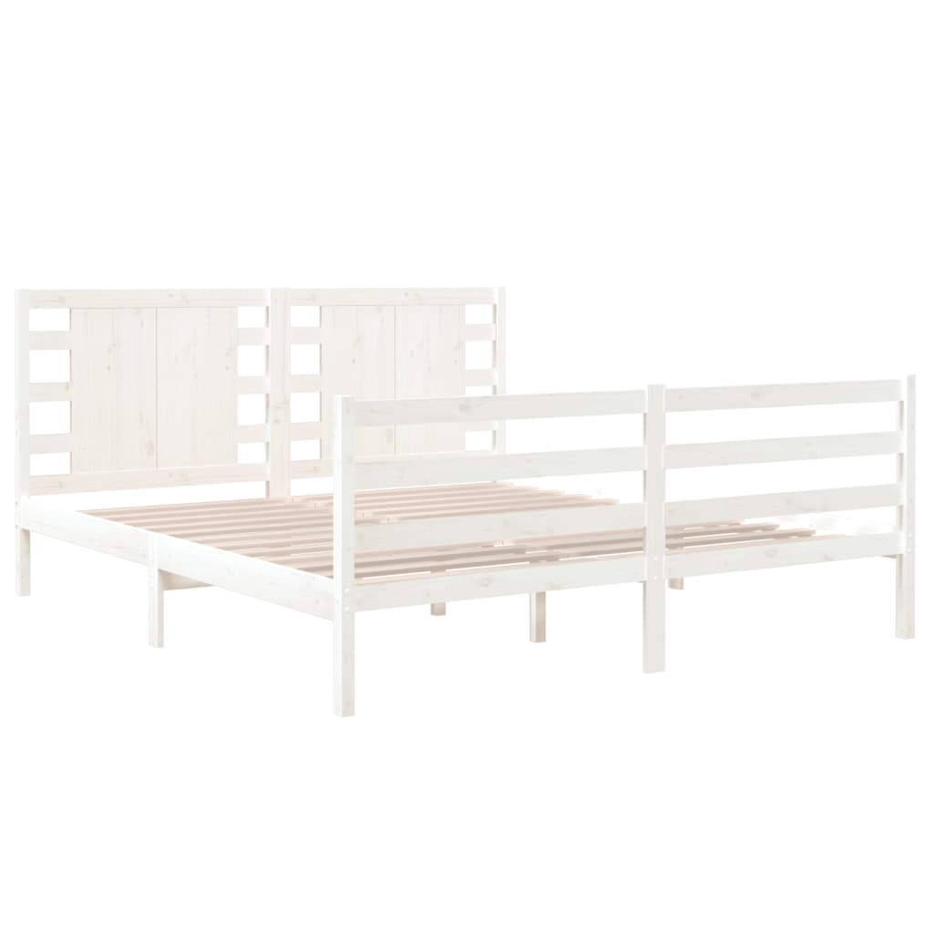 Cadre de lit sans matelas blanc 150x200 cm bois de pin massif