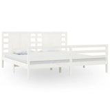 Cadre de lit sans matelas blanc 200x200 cm bois massif de pin