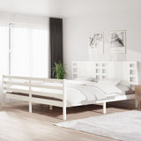 Cadre de lit sans matelas blanc 200x200 cm bois massif de pin