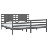 Cadre de lit sans matelas gris 200x200 cm bois massif de pin