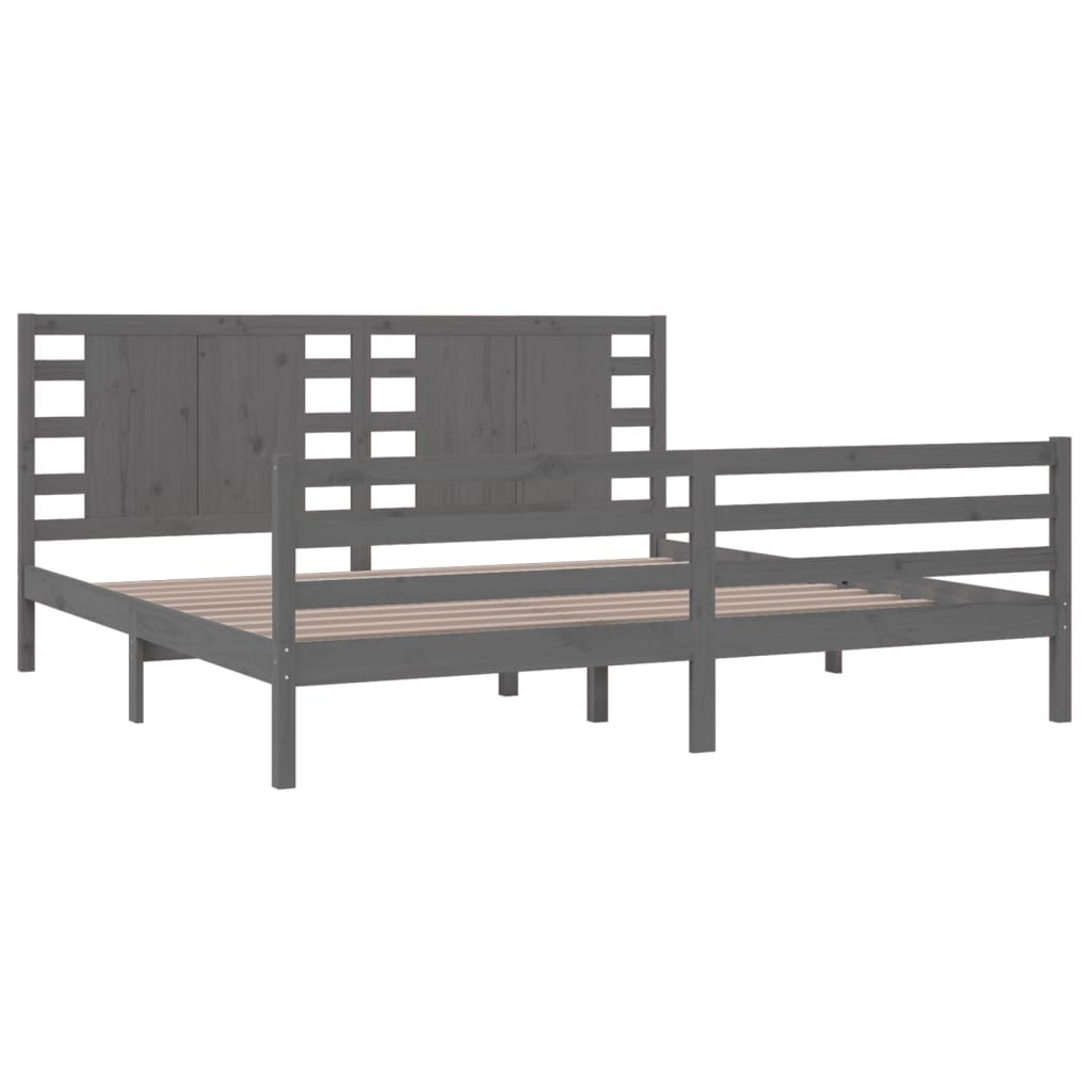 Cadre de lit sans matelas gris 200x200 cm bois massif de pin