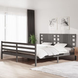 Cadre de lit sans matelas gris 200x200 cm bois massif de pin