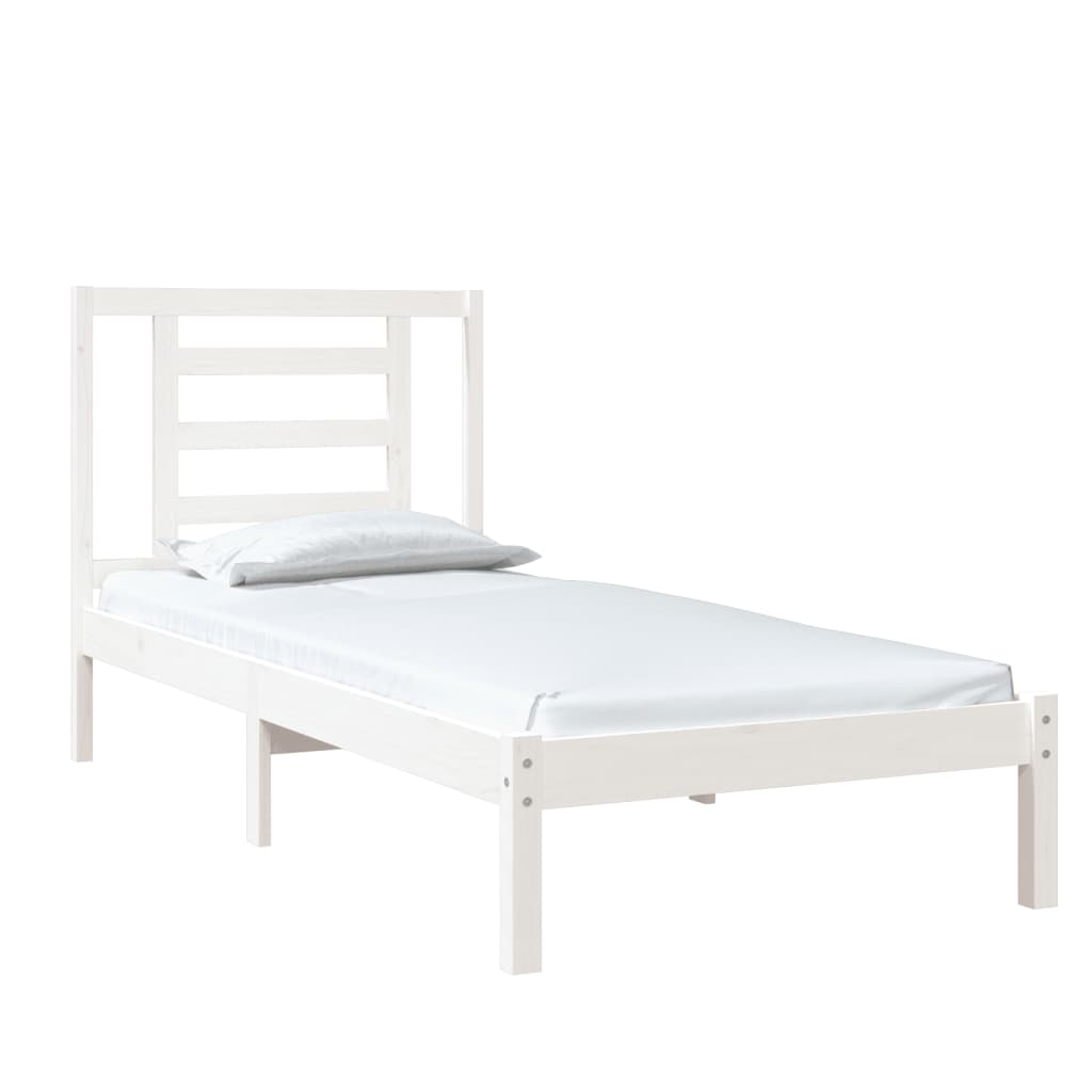 Cadre de lit sans matelas blanc 75x190 cm bois massif