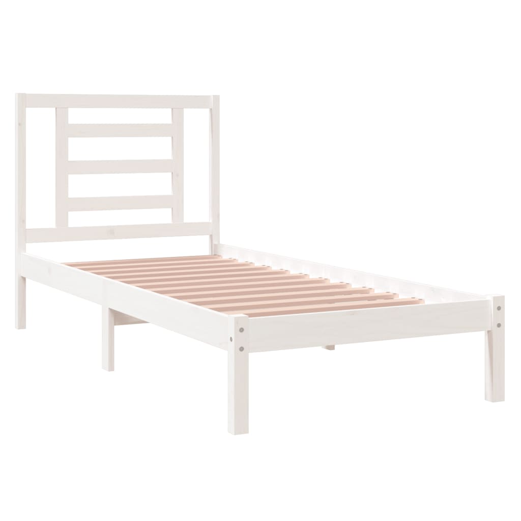 Cadre de lit sans matelas blanc 75x190 cm bois massif