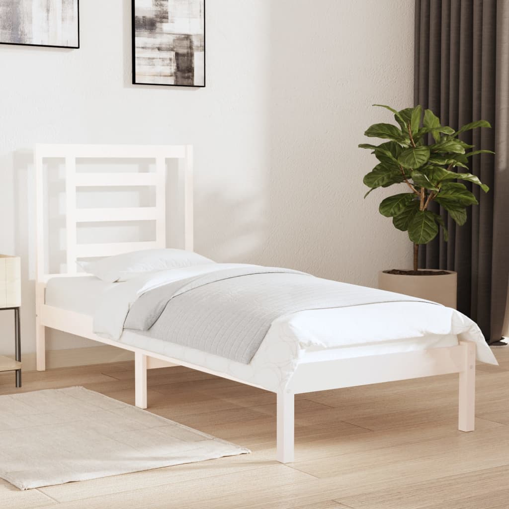 Cadre de lit sans matelas blanc 75x190 cm bois massif