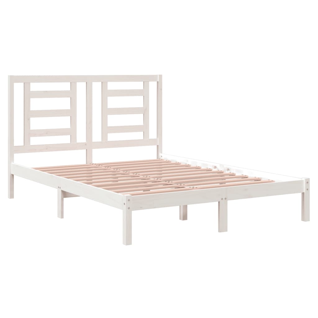 Cadre de lit sans matelas blanc 140x200 cm bois de pin massif