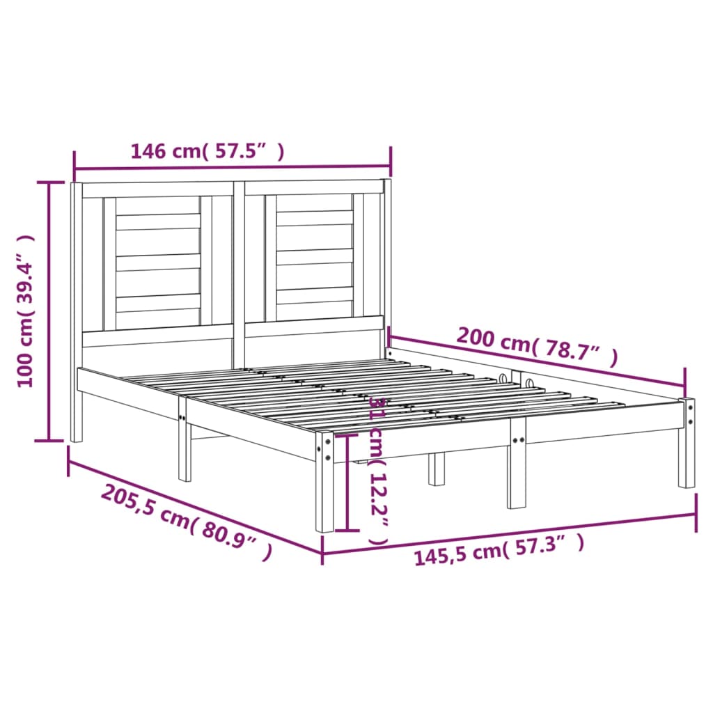 Cadre de lit sans matelas blanc 140x200 cm bois de pin massif